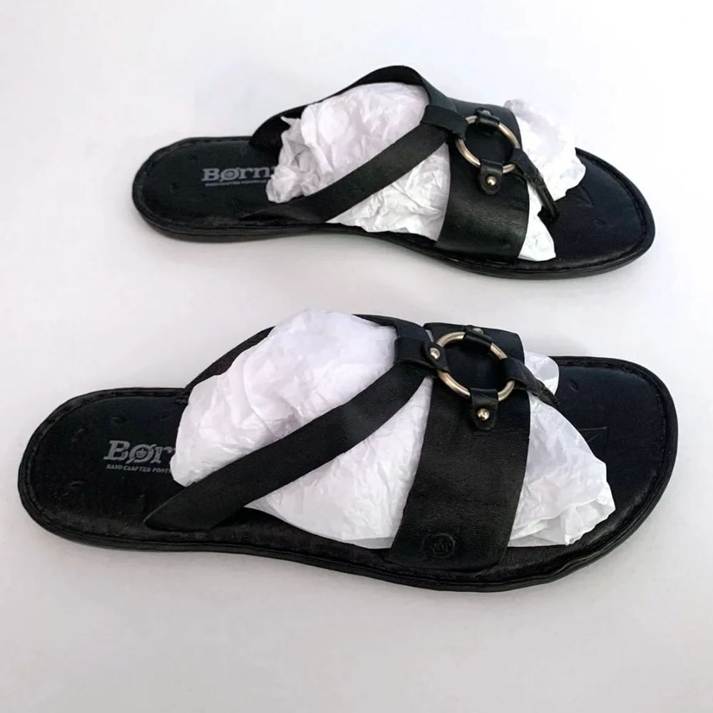 Born Black Leather Thong Sandals - Size 7 - Picture 5 of 7